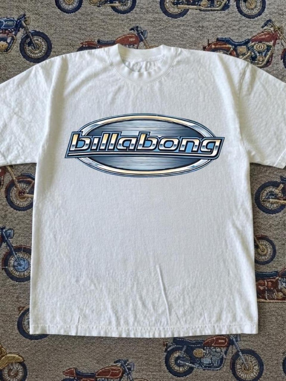 Gildan White Short-Sleeve Tee with Blue Billabong Logo